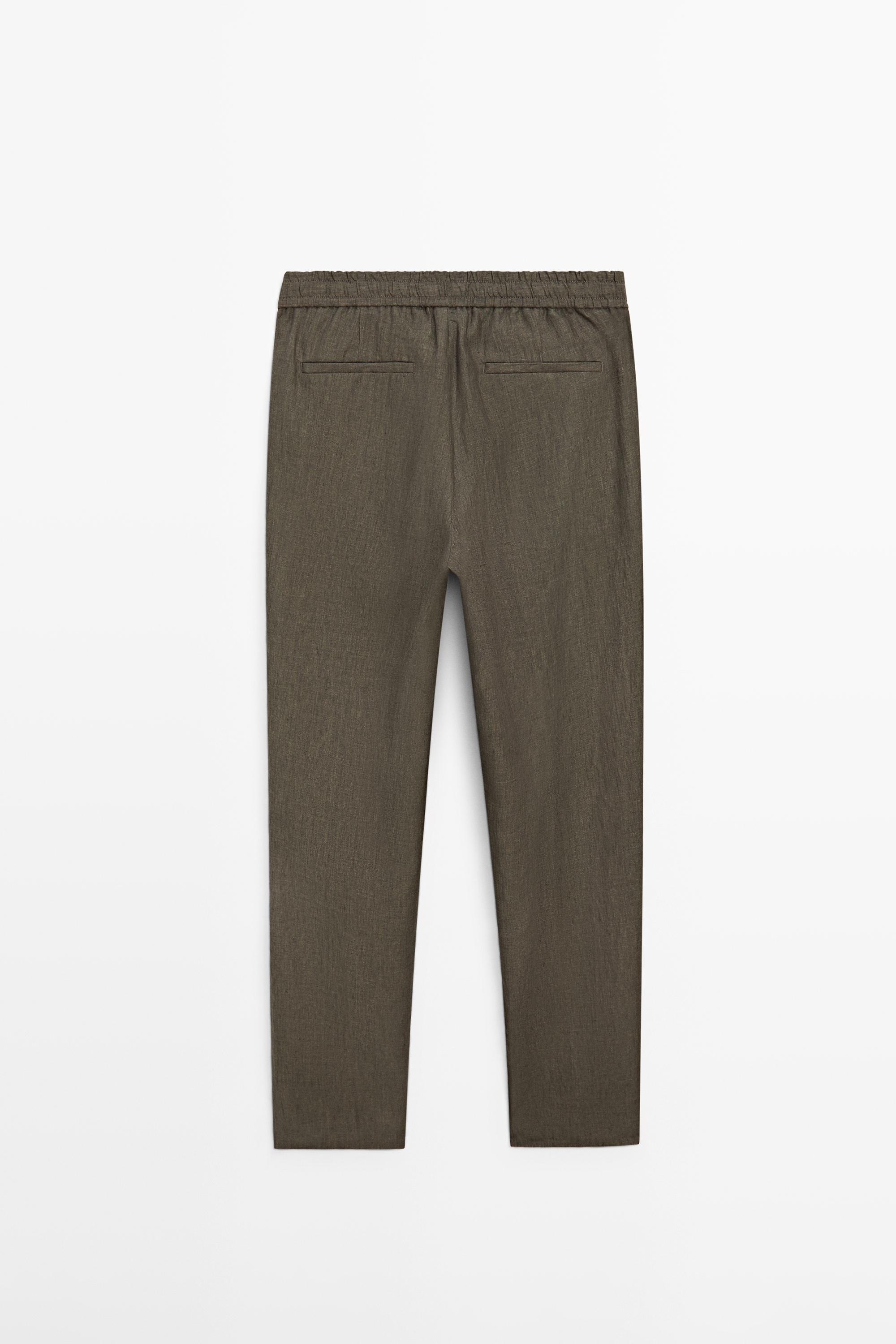 100% linen jogger fit trousers